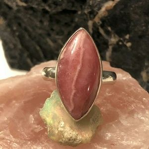 Rhodochrosite Ring Size 7.5 Sterling Silver *NEE*